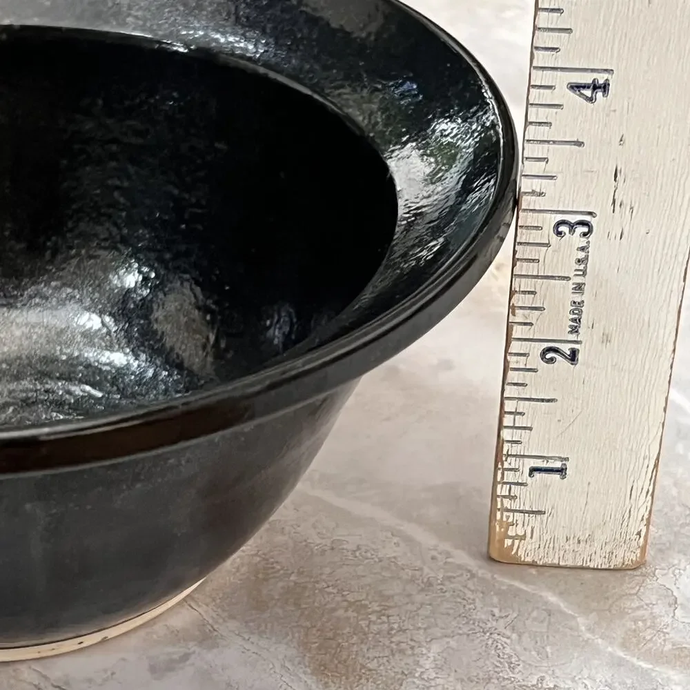 Handmade Black Ceramic Serving Bowl With Reactive Glaze & Green Lizard On Rim